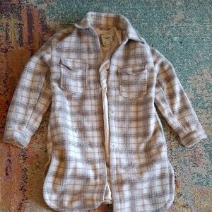 Women's Plaid Abercrombie&Fitch Button-Up long Flannel Shirt Coat size XS
